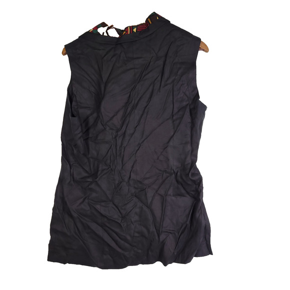 Vtg Gary Fabrikant Vest Womens Sz 14 100% Silk Black Aztec Art To Wear RN 76678 - Picture 3 of 13